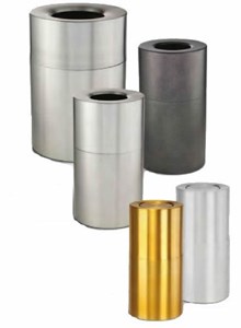 Satin Aluminum Open Top Container, Plastic Liner